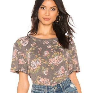 Free People Tourist Tee Top Shirt Black Floral S